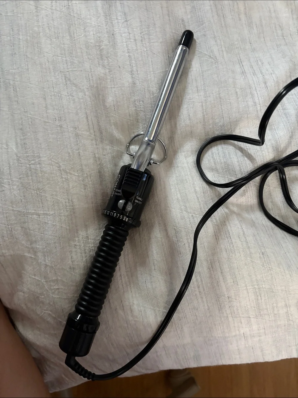 Classic Silver Barrel Curling Iron with Black Handle